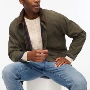 NWT J. Crew Factory Men's Waxed Twill Jacket Long Sleeve Olive Size M